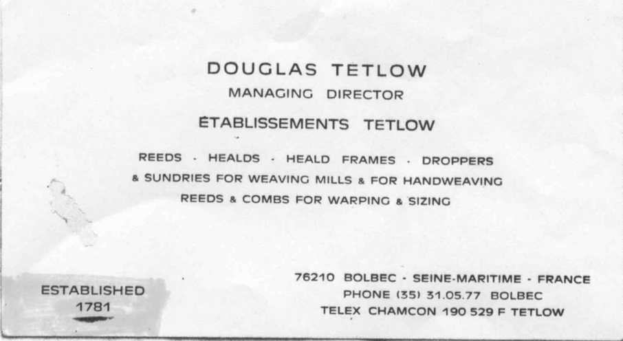 Tetlow business card