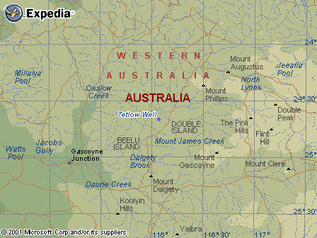 Map of Tetlow Well, Western Australia