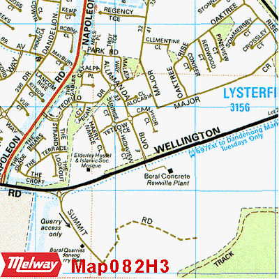 Street Map of Tetlow Terrace, Melbourne 2001